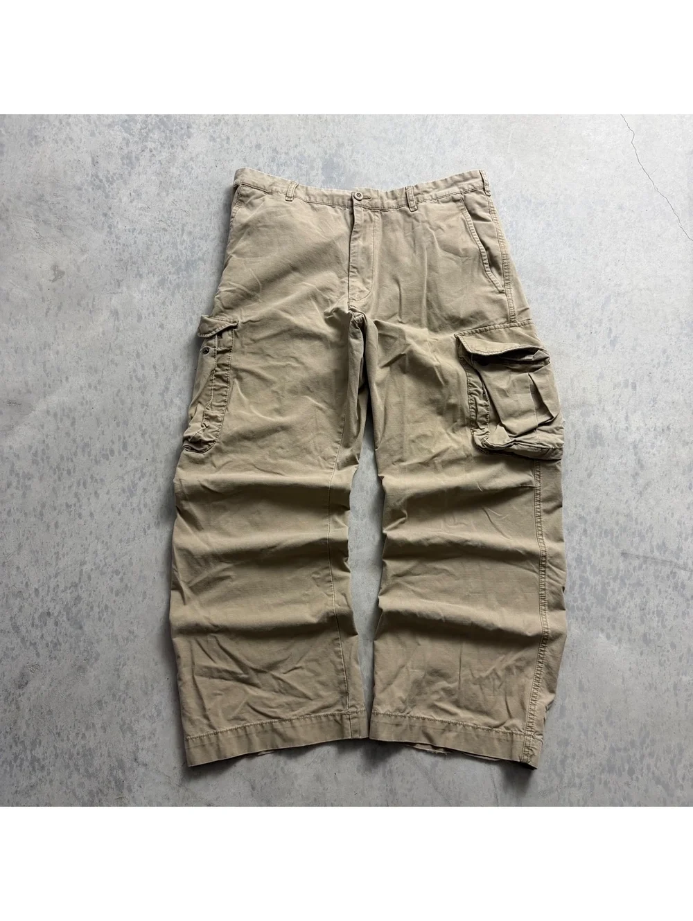 Y2K VTG Banana Republic Baggy Cargo Pants Sz. 38X32 (Fits 38X29) Khaki Wide Leg